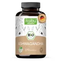 Produktbild: Ashwagandha Kapseln BIO Hochdosiert, 270 Kapseln mit 2400mg pro Tagedosis I Ashwagandha Wurzel Pulver in hoher Bio Qualität, ohne Zusätze aus deutscher Produktion I Raibu