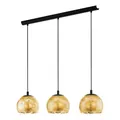 Produktbild: EGLO Hängelampe Alabraccin, 3-flammige Pendelleuchte Esstisch, Hängeleuchte aus Metall in schwarz und Glas in gold, Esszimmerlampe hängend, E27 Fassung, 78 cm