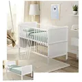 Produktbild: Baby-Delux Babybett Gitterbett Kinderbett Jack 140x70 Beißschienen, Kokos-Buchweizen Matratze höhenverstellbar weiß umbaubar