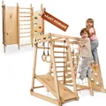 Produktbild: Verbessert 9-in-1 Klettergerüst Indoor für Kinder, Montessori Klettergerüst mit Rutsche, Schaukel, Kletterwand, Kletterdreieck – Spielplatz für Kinder