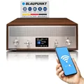 Produktbild: BLAUPUNKT Küchenradio mit Bluetooth - DAB + Radio Bluetooth 5.0 - Retro Radio gebürstetes Aluminium & Premium Holz - DAB Plus Küchenradios - RXD 190 Nostalgieradio - Walnuss