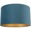 Produktbild: Velour Lampenschirm Blau 35/35/20 Mit Goldener Innenseite