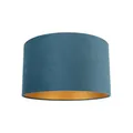 Produktbild: QAZQA Baumwolle Velour Lampenschirm blau 35I35I20 mit Gold I Messingener Innenseite,