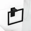 Produktbild: ELMOWO - Premium Edelstahl Handtuchring ohne Bohren selbstklebend inkl. Spezialkleber (extrem sicherer Halt) Design Handtuchhalter Ring für Bad, WC & Küche - Moderne Handtuch Halterung eckig (schwarz)
