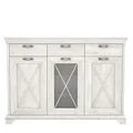 Produktbild: FORTE Kashmir Vitrine mit 2 Türen, 1 Glastür und 3 Schubladen, Holzwerkstoff, Pinie Weiß Dekor, 48,3 x 177,7 x 127,7 cm