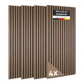 Produktbild: JELLE & JACOB Wandpaneele Akustikpaneele Holz Furnier Walnuss 104x52 cm, 4er Set 3D Wandpaneele Holz Wandverkleidung, Akustikpaneel Deko Wohnzimmer, Garderobe, Akustik Wand Paneele
