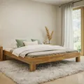 Produktbild: skølm Floki Massivholzbett 180x200 cm aus Eiche - hochwertiges Bettgestell - Bettrahmen ohne Bettkopf - Holzbett in Natur geölt - Bett 180x200 cm geeignet als Doppelbett - Futonbett