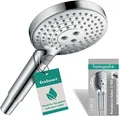 Produktbild: hansgrohe Raindance Select S - wassersparender Duschkopf 9 l/min (EcoSmart), Handbrause mit 3 Strahlarten, runde Duschbrause (⌀ 120 mm), Sparduschkopf mit Antikalk-Funktion, Chrom