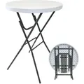 Produktbild: Baumarktplus Stehtisch klappbar Ø 80 cm Tischplatte Höhe 110 cm Stahlgestell Partytisch Bistrotisch in weiß