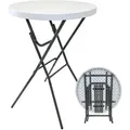 Produktbild: Baumarktplus - Stehtisch klappbar ø 80 cm Tischplatte Höhe 110 cm Stahlgestell Partytisch Bistrotisch in Weiß