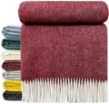 Produktbild: Wolldecke 100% Schurwolle Wohndecke Plaid Decke 140 x 200cm Tirol Rot
