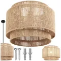 Produktbild: tectake Deckenleuchten Pendelleuchte Lignea Lux aus Jute im Boho-Stil, 40W, Kunstvolle Pendelleuchte mit gemütlichen Lichtakzenten beige 46,00 cm x 46,00 cm x 32,00 cm