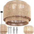 Produktbild: tectake® Hängelampe im Boho Stil, Pendelleuchte aus Jute, Vintage Lampenschirm Hängelampe, Ø 46 cm, Pendelleuchte Esstisch, Küchenlampe, Deckenleuchte Schlafzimmer, E27 Lampe Hängend, Hängeleuchte