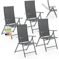 Produktbild: Gartenstuhl Calena - 7-fach Verstellbare Rückenlehne, Stahlgestell Für Stabilität & Guter Transport Dank Klappfunktion - 4er Set - Anthrazit - Juskys