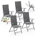 Produktbild: Juskys Gartenstuhl Calena 4er Set Anthrazit - 7-Fach verstellbar & klappbar - pulverbeschichteter Stahl, atmungsaktiv