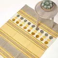 Produktbild: Homescapes - Handgetufteter Grau-gelber Chenille-teppich Mit Streifen- Und Kreise- Muster, 90 X 150 Cm