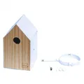Produktbild: UNUS Vogelhaus Nisthaus Vogelhäuschen Nistkasten Fütterungsstation Holz Metall Befestigung unten oder seitlich mit Dachrinnenbefestigung weiß