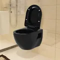 Produktbild: vidaXL Wand-WC Keramik Schwarz NEU