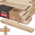 Produktbild: Metrie™ Zollstock – Gliedermaßstab 2m | Meterstab, Maßstab – Natur – Duplex Teilung, Hergestellt in der EU | Buchenholz & Stahlgelenke | Großpackung Profi | BLOCK 52 – 100 Stück