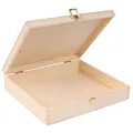 Produktbild: Creative Deco Holzkiste mit Deckel Erinnerungsbox | 29 x 25 x 6,5 cm | Kiste mit Schloss Aufbewahrungsbox Holzbox Spielzeugkiste Unlackiert Kasten ohne Griffen | Ideal für Wertsachen und Spielzeuge