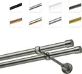 Produktbild: Gardinenstange Vorhangstange 19 mm mit Endkappen, einfache Montage,  Wand, 2-läufig, Antik Stahl, 280 cm