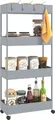Produktbild: HOMCOM Rollwagen, Küchenwagen mit 4 Ebenen, Aufbewahrungsregal mit Rollen, Servierwagen mit Bremsen, Küchenregal für Schlafzimmer, Küche