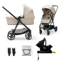 Produktbild: Kinderkraft NEWLY Kinderwagen 4 in 1, Komplettset bis 22 kg, Leicht Kombikinderwagen mit Babyschale Regenschutz Fußsack, wasserfestes Verdeck mit UPF50+, Zusammenklappen, Liegeposition, Beige