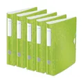 Produktbild: Leitz Qualitäts-Ordner 180° Active WOW, 5er Pack, A4, Schmal, Abgerundeter Rücken, 6,5 cm breit, Gummibandverschluss, Leichtes Polyfoam, Plastik-Ordner, WOW Serie, Grün, 11070054