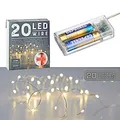 Produktbild: 20 LED Mikro Draht Lichterkette mit Timer warmweiß silber Batterie Deko Beleuchtung Weihnachten(1 x 20 LED Mikro-Draht Lichterkette)