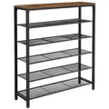Produktbild: VASAGLE Schuhregal Schuhschrank, Schuhablagen, Metallgestell, Höhe 72-152cm braun 30 cm x 110 cm x 100 cm