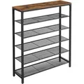 Produktbild: Vasagle Schuhregal 5 Ebenen 30 cm x 100 cm x 110 cm Braun-Schwarz