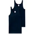 Produktbild: SCHIESSER Herren Unterhemd 2er Pack - ärmellos, Cotton Essentials, Feinripp Blau M
