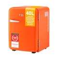 Produktbild: TZS First Austria - Retro Mini Kühlschrank 40L lautlos - Kleiner Minikühlschrank im Vintage-Design mit Innenbeleuchtung & 2 Türfächern - Minibar für Camping, Büro, Schlafzimmer & Hotel - orange