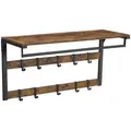 Produktbild: VASAGLE Wandgarderobe mit 10 abnehmbaren Haken Regal Rustikal Braun Schwarz Eingangsbereich