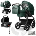 Produktbild: Bergsteiger Capri Kombikinderwagen 4-in-1 – Babywanne, Sportsitz, i-Size Babyschale & Isofix-Station, Luftreifen, höhenverstellbar, faltbar, Zubehör