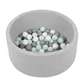Produktbild: SELONIS Bällebad Bällepool Für Baby Kinder 70X30cm/150 Bälle Rund, Hellgrau: Weiß/Grau/Minze