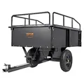 Produktbild: VEVOR Schwerlastbarer Rasentraktor Kippanhänger mit 340 kg Tragkraft, Anhängevorrichtung mit Kippbarer Ladefläche, Anhänger mit abklappbaren Seitenwänden, Schwarzer ATV UTV Kippanhänger Anhänger