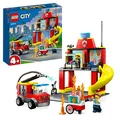 Produktbild: LEGO 60375 City Feuerwehr Feuerwehrstation und Löschauto, Lernspielzeug für Kinder ab 4 Jahren, Geschenk für Jungen und Mädchen, Feuerwehrauto-Spielzeug