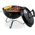 Produktbild: Relaxdays - Kugelgrill, tragbar, ø 37 cm, Picknickgrill für Garten & Park, Holzkohlegrill mit Deckel, Rundgrill, schwarz