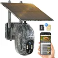 Produktbild: 4G LTE Wildkamera Solar, 1080P Live Übertragung Wildkamera mit Handyübertragung App, 355° Schwenk 90° Neigung, Wildtierkamera mit Nachtsicht Bewegungsmelder mit 32G Speicherkarte IP66 Wasserdicht