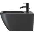 Produktbild: Duravit Wand-Bidet Happy D.2 54cm mit Überlauf, mit Hahnlochbank, 1 Hahnloch, 22581513001, Farbe: Innenfarbe Anthrazit Matt, Außenfarbe Anthrazit Matt, mit Wondergliss