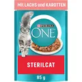 Produktbild: PURINA ONE STERILCAT Katzenfutter nass, zarte Stückchen in Sauce für sterilisierte Katzen, mit Lachs, 26er Pack (26 x 85g)