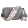 Produktbild: MIRROSI® Bauchtasche Damen, Echtleder, Made in Italy, Umhängetasche, Brusttasche, Crossbody Bag (1 Tasche & 2 Gurte) (Dunkelgrau (KARO Dunkelgrau), Kleine Tasche (22x13x6cm))