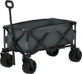 Produktbild: Outsunny Bollerwagen Faltbarer Handwagen 360° Gartenwagen Transportwagen mit Teleskop Griff Verstellbarer Griffhöhe Strandwagen Metall Oxford Dunkelgrau 108 x 53 x 59-89 cm