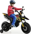 Produktbild: COSTWAY 12V Kinder Elektro Motorrad mit Stützrädern, Aprilia Kindermotorrad mit Musik und Scheinwerfer, 5,5-6 km/h, geeignet für Kinder von 3 bis 8 Jahren (Schwarz)