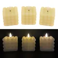 Produktbild: 3 LED Bubble Kerzen aus Echtwachs mit Timerfunktion in Creme, Beige - Candle