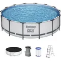 Produktbild: Steel Pro MAXTM Frame Pool Komplett Set mit Filterpumpe Ø 427 x 107 cm, lichtgrau...