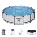 Produktbild: Bestway Steel Pro MAX 427x107cm Pool Filterpumpe und Zubehör Gartenpool 56950