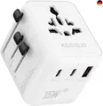 Produktbild: 5 in 1 Reiseadapter Weltweit,Universal Adapter mit USB A,USB C,1 Weltweit