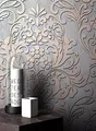 Produktbild: Newroom Tapete Grau Vliestapete Glänzend - Barocktapete Barock Gold Ornamente Prunk Glanztapete Glamour Metallic Beton-Optik inkl. Tapezier-Ratgeber